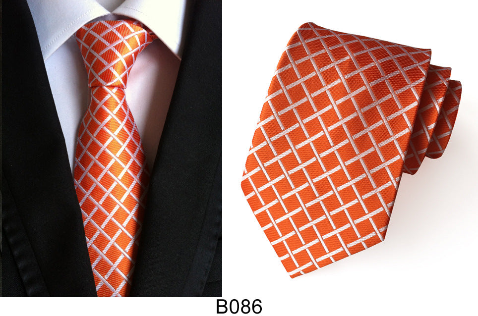 Men's Jacquard Polyester Tie – Classic Stripe Business & Casual Necktie
