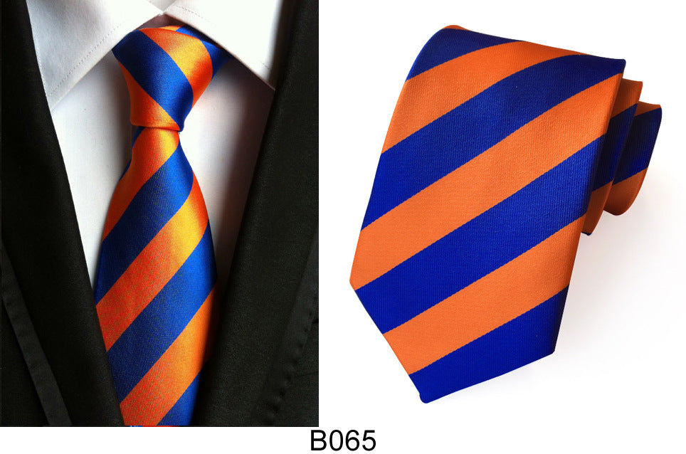 Men's Jacquard Polyester Tie – Classic Stripe Business & Casual Necktie