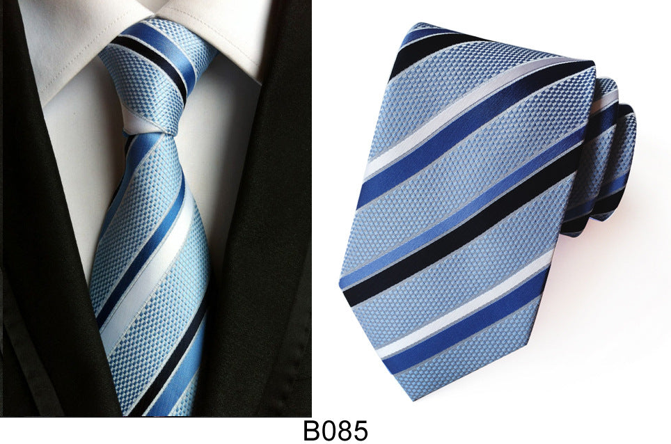 Men's Jacquard Polyester Tie – Classic Stripe Business & Casual Necktie