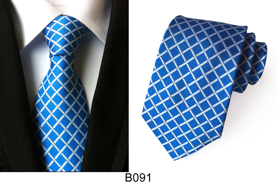 Men's Jacquard Polyester Tie – Classic Stripe Business & Casual Necktie