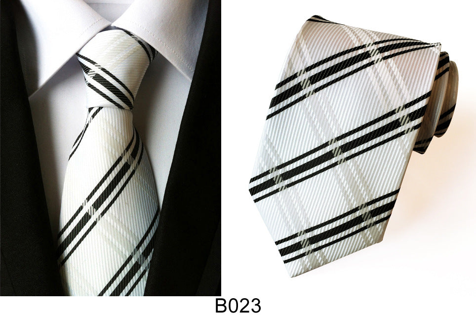 Men's Jacquard Polyester Tie – Classic Stripe Business & Casual Necktie