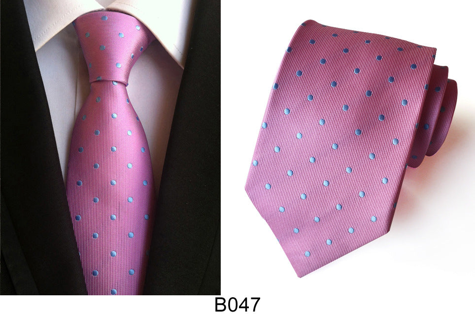Men's Jacquard Polyester Tie – Classic Stripe Business & Casual Necktie