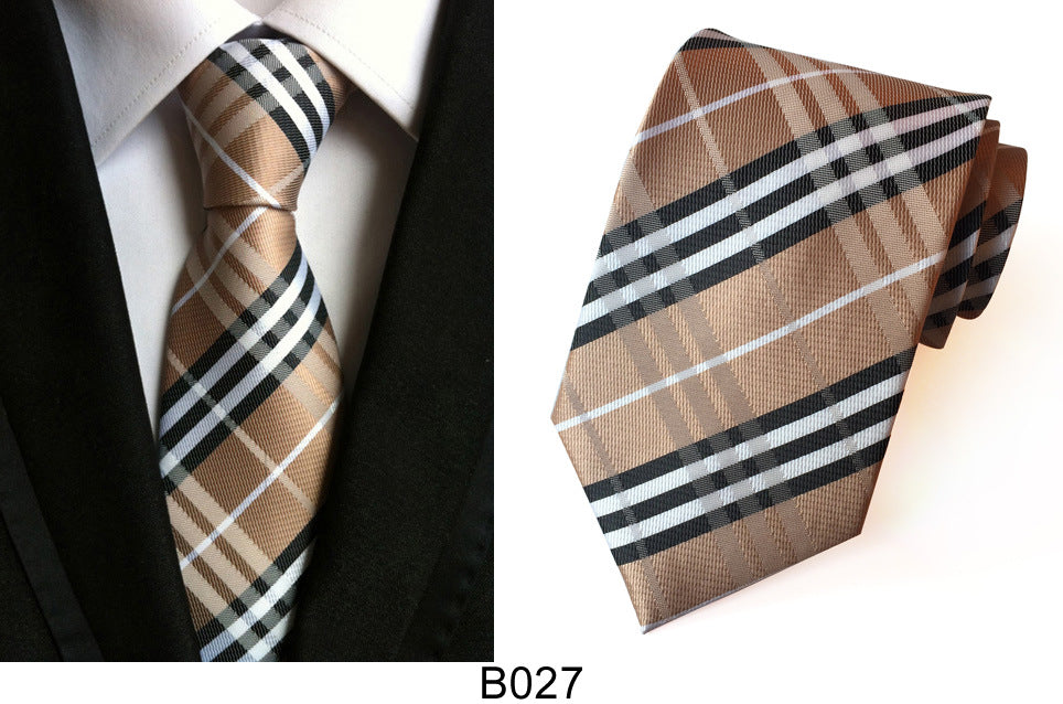 Men's Jacquard Polyester Tie – Classic Stripe Business & Casual Necktie