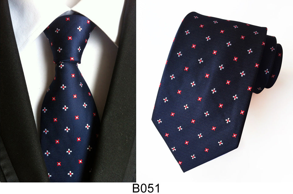 Men's Jacquard Polyester Tie – Classic Stripe Business & Casual Necktie