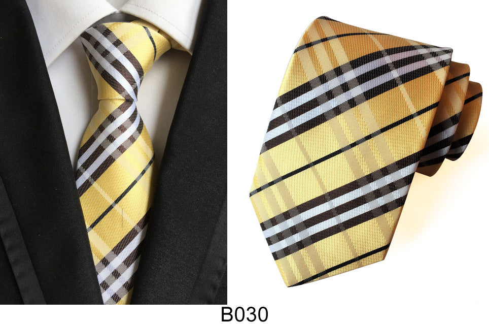 Men's Jacquard Polyester Tie – Classic Stripe Business & Casual Necktie