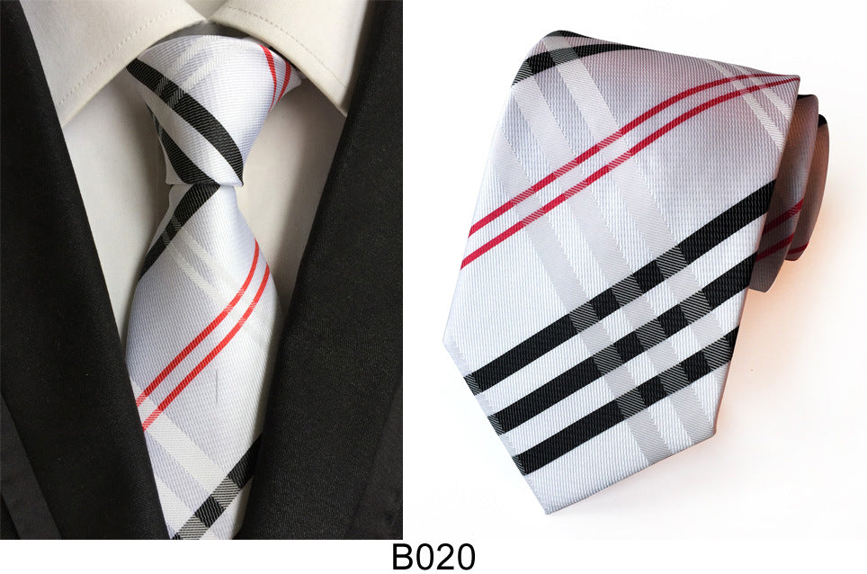 Men's Jacquard Polyester Tie – Classic Stripe Business & Casual Necktie