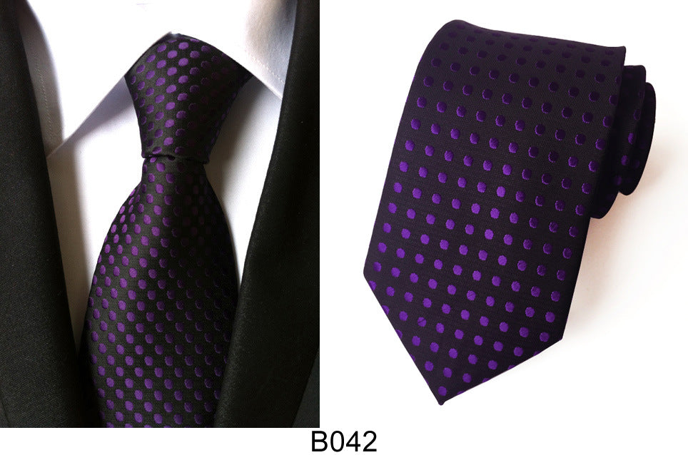 Men's Jacquard Polyester Tie – Classic Stripe Business & Casual Necktie