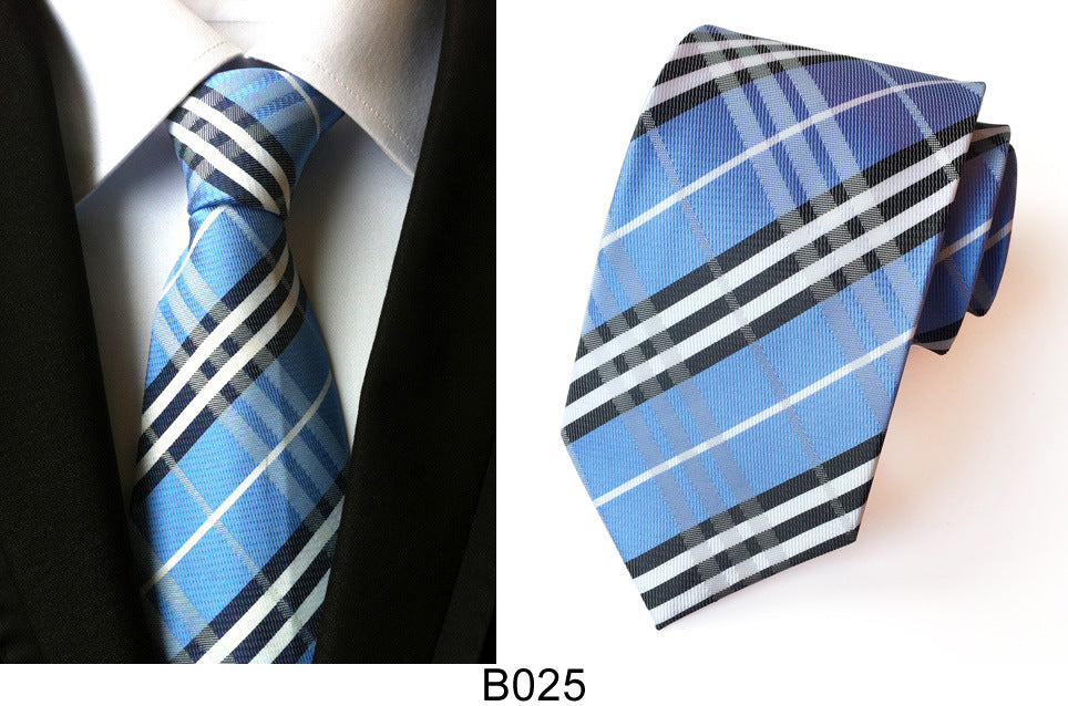 Men's Jacquard Polyester Tie – Classic Stripe Business & Casual Necktie