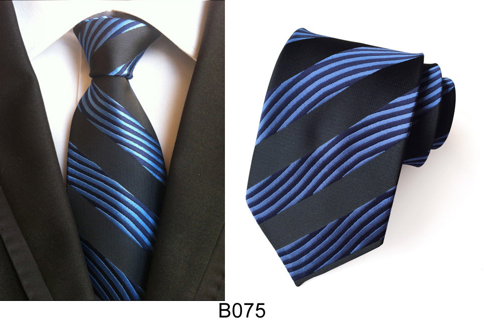Men's Jacquard Polyester Tie – Classic Stripe Business & Casual Necktie