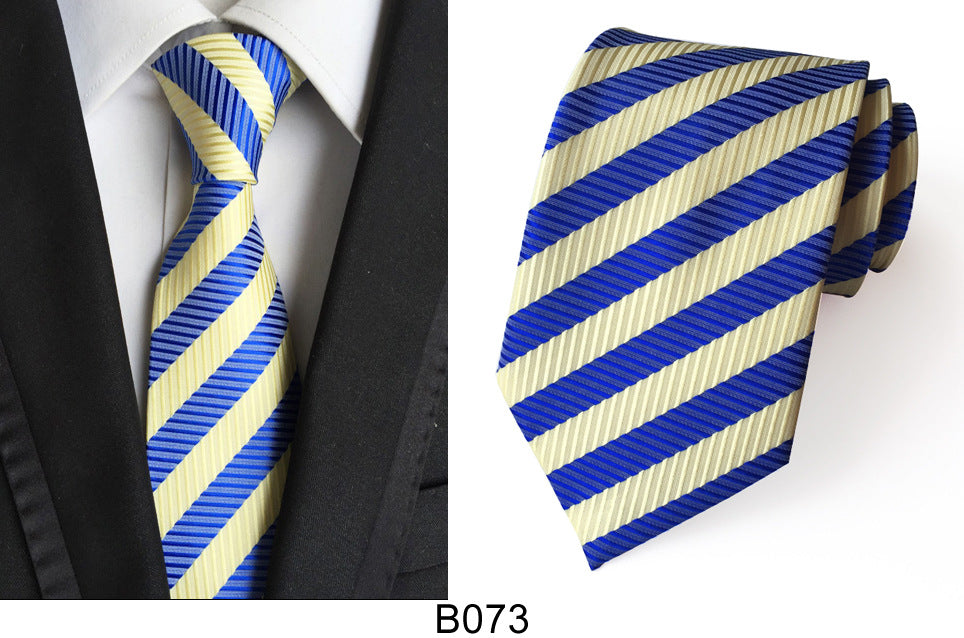 Men's Jacquard Polyester Tie – Classic Stripe Business & Casual Necktie