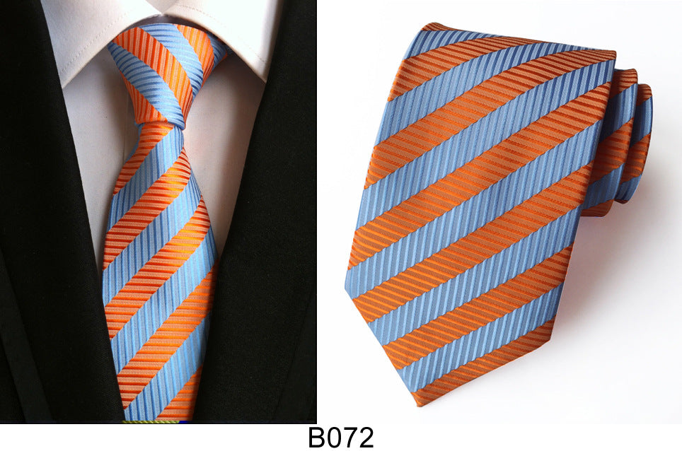 Men's Jacquard Polyester Tie – Classic Stripe Business & Casual Necktie