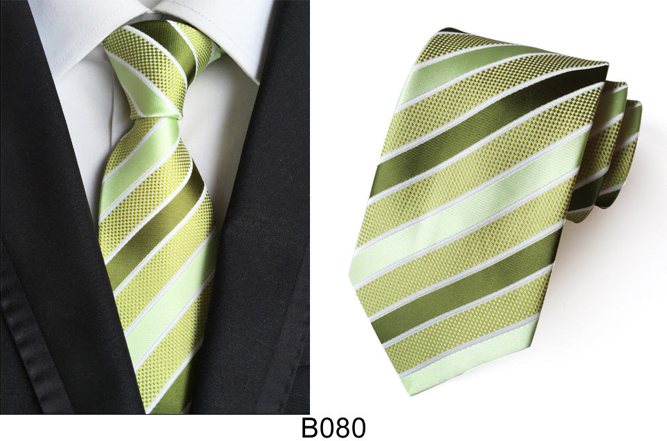 Men's Jacquard Polyester Tie – Classic Stripe Business & Casual Necktie
