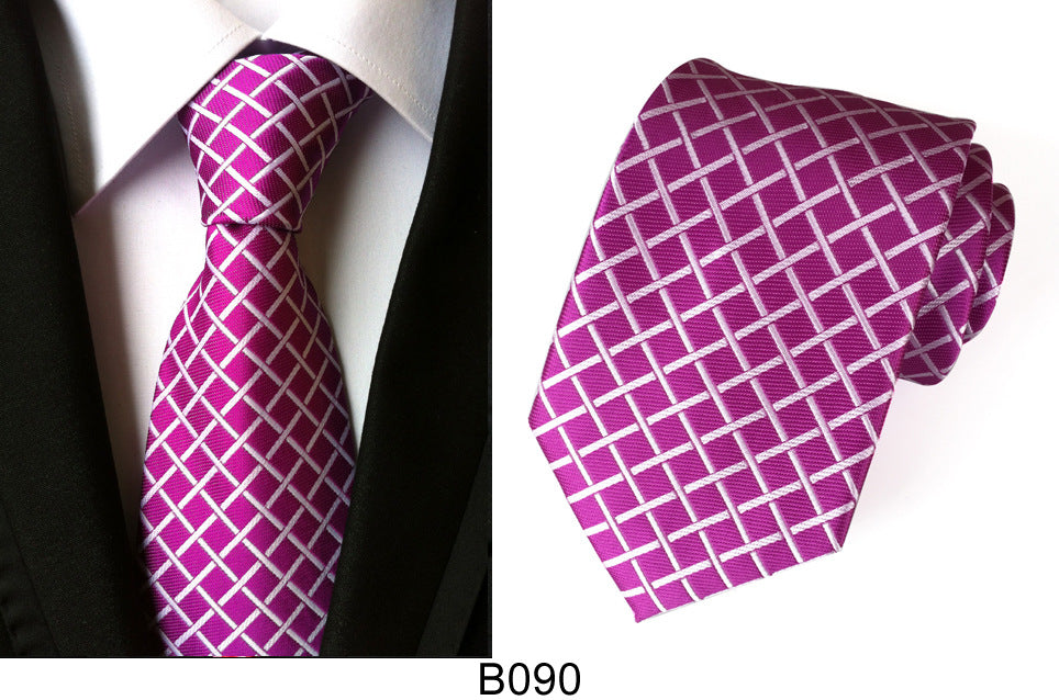 Men's Jacquard Polyester Tie – Classic Stripe Business & Casual Necktie