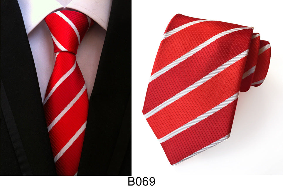 Men's Jacquard Polyester Tie – Classic Stripe Business & Casual Necktie