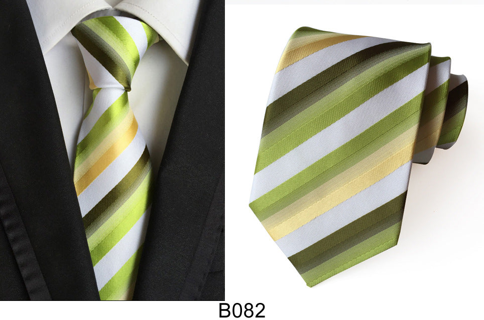 Men's Jacquard Polyester Tie – Classic Stripe Business & Casual Necktie