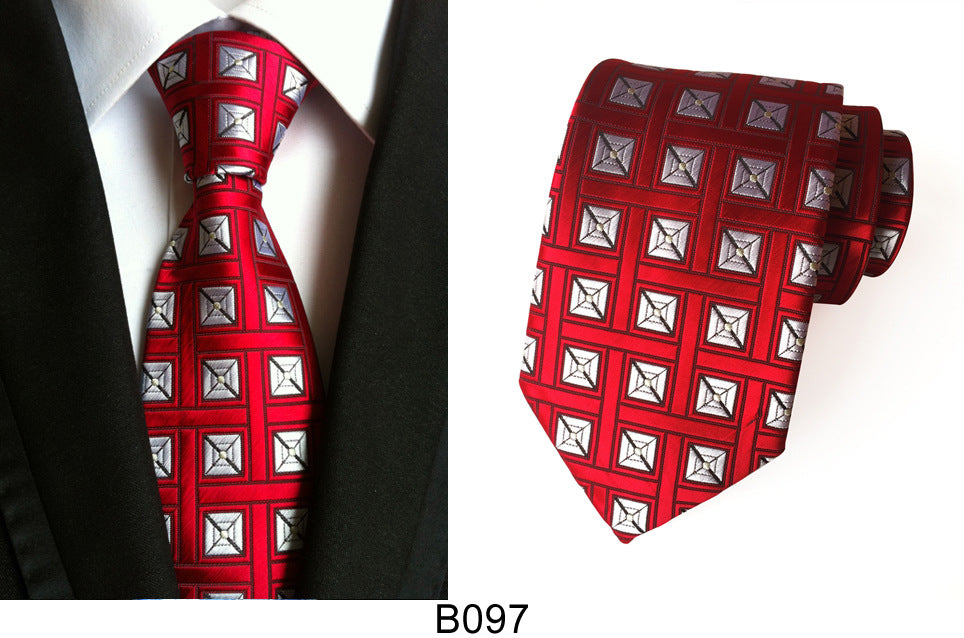 Men's Jacquard Polyester Tie – Classic Stripe Business & Casual Necktie
