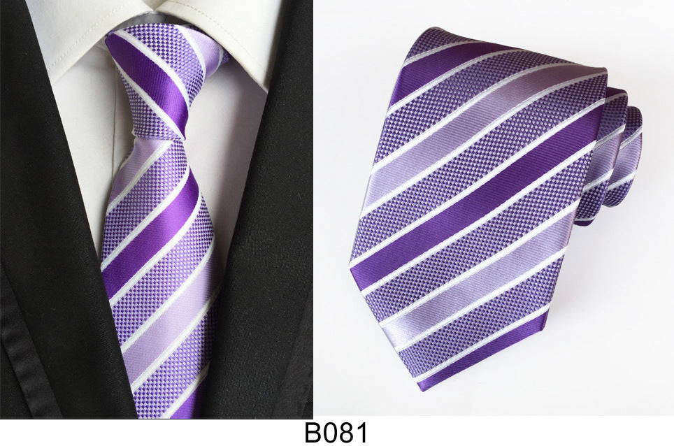 Men's Jacquard Polyester Tie – Classic Stripe Business & Casual Necktie