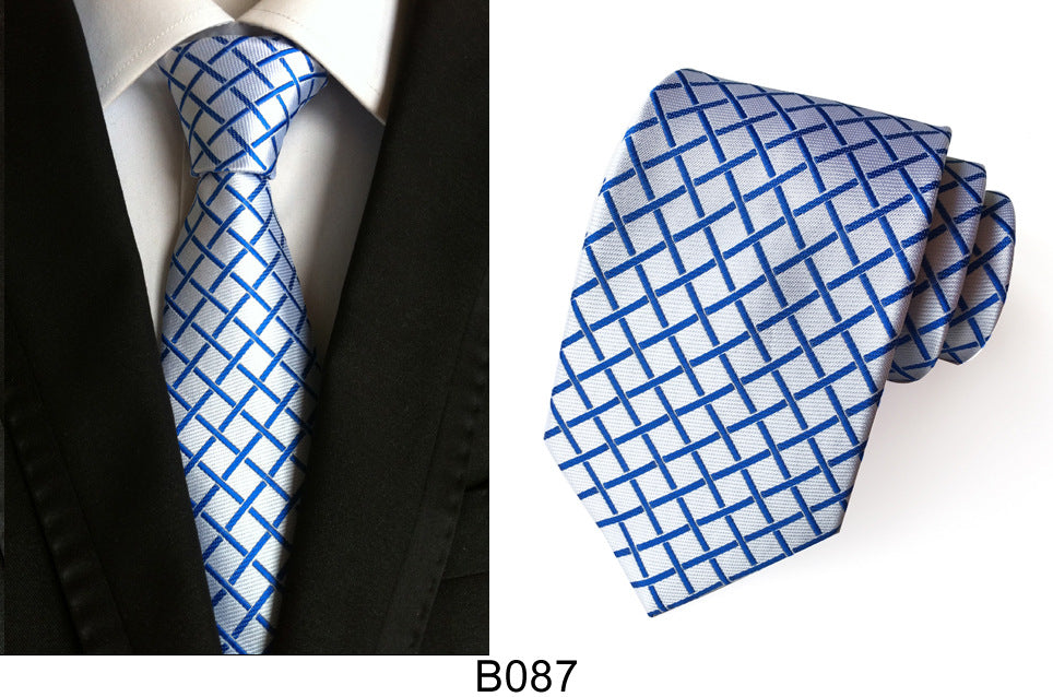 Men's Jacquard Polyester Tie – Classic Stripe Business & Casual Necktie