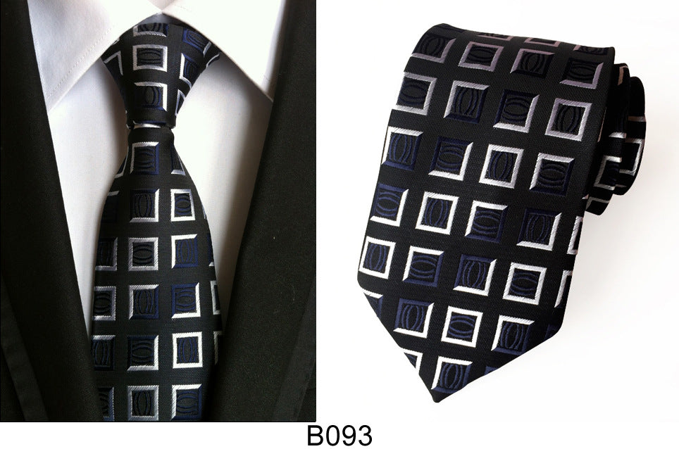 Men's Jacquard Polyester Tie – Classic Stripe Business & Casual Necktie