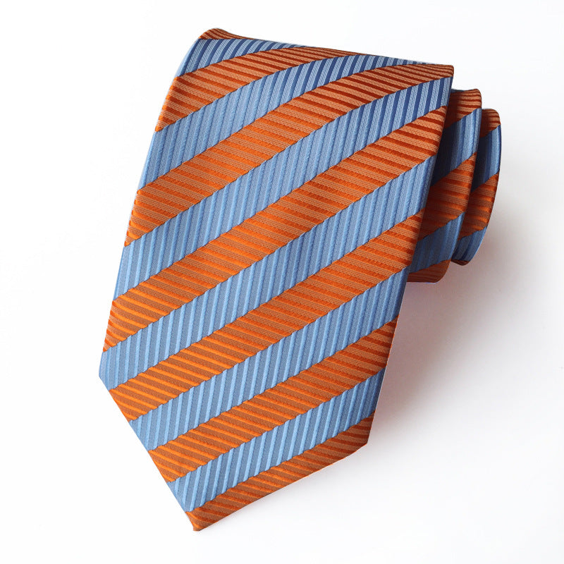 Men's Jacquard Polyester Tie – Classic Stripe Business & Casual Necktie