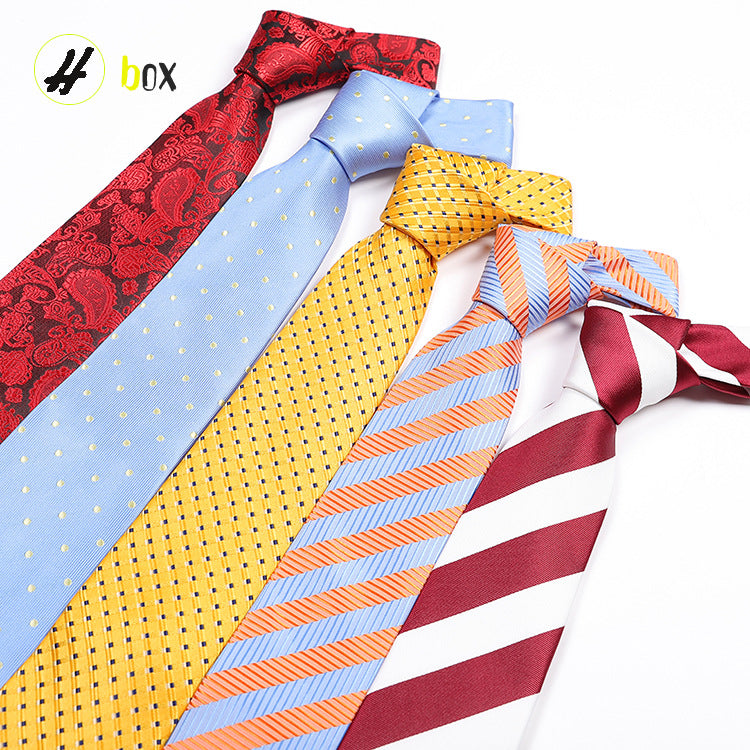 Men's Jacquard Polyester Tie – Classic Stripe Business & Casual Necktie