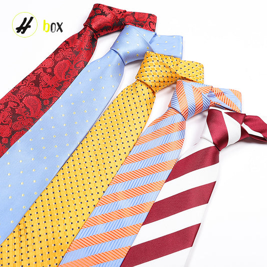 Men's Jacquard Polyester Tie – Classic Stripe Business & Casual Necktie
