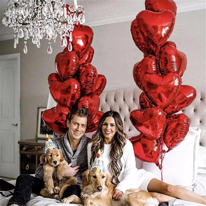 Heart Shape Foil Balloons – 18 Inch Party Decorations (10 Pack)