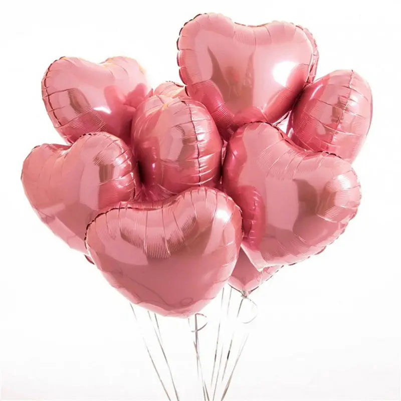 Heart Shape Foil Balloons – 18 Inch Party Decorations (10 Pack)