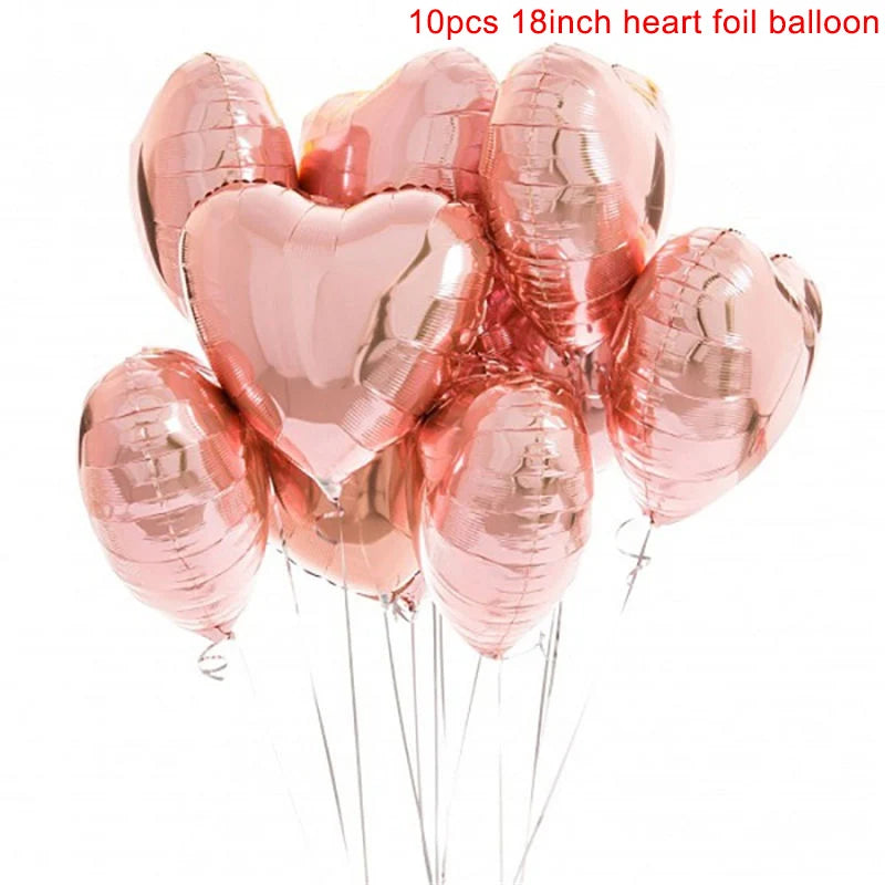 Heart Shape Foil Balloons – 18 Inch Party Decorations (10 Pack)