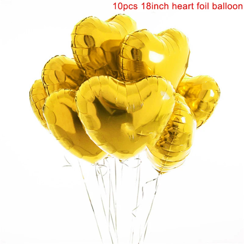 Heart Shape Foil Balloons – 18 Inch Party Decorations (10 Pack)