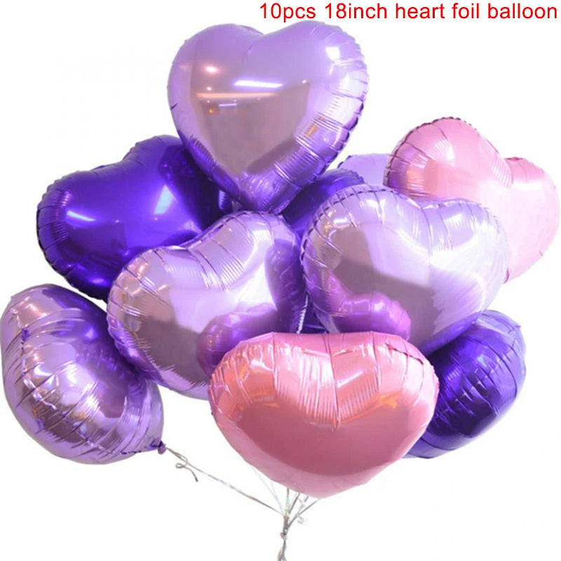 Heart Shape Foil Balloons – 18 Inch Party Decorations (10 Pack)