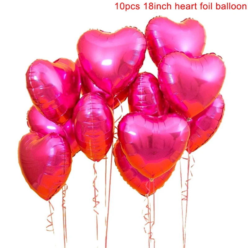 Heart Shape Foil Balloons – 18 Inch Party Decorations (10 Pack)