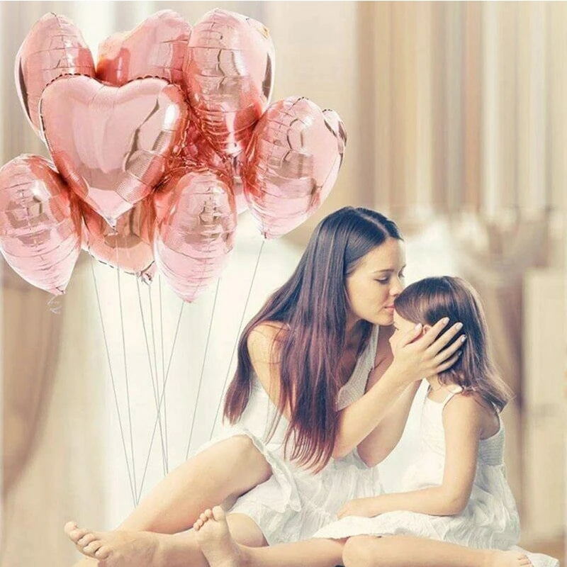 Heart Shape Foil Balloons – 18 Inch Party Decorations (10 Pack)