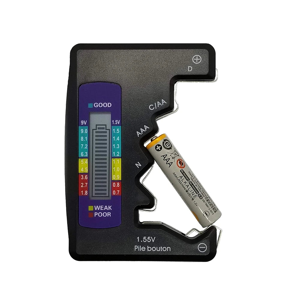 Digital Battery Tester – AA/AAA/9V/1.5V & Button Cell | LCD Display