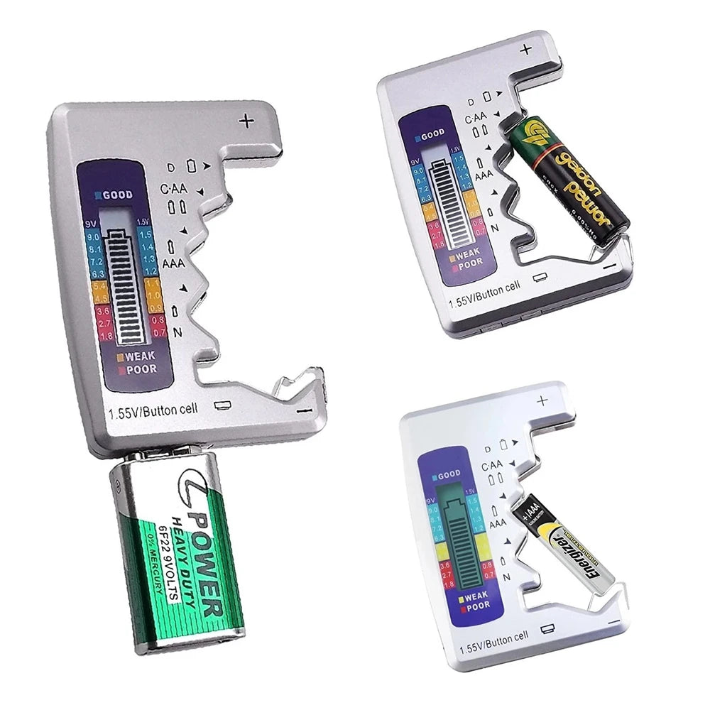 Digital Battery Tester – AA/AAA/9V/1.5V & Button Cell | LCD Display