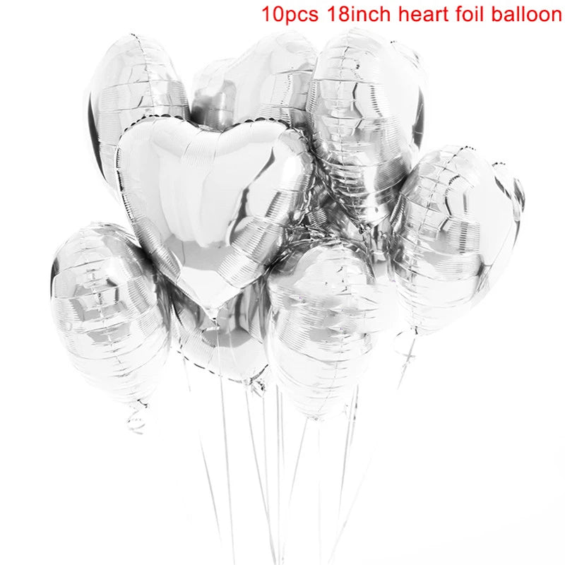 Heart Shape Foil Balloons – 18 Inch Party Decorations (10 Pack)