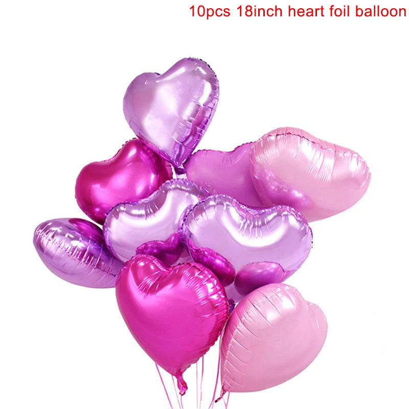 Heart Shape Foil Balloons – 18 Inch Party Decorations (10 Pack)