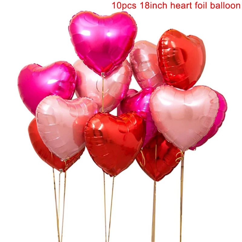 Heart Shape Foil Balloons – 18 Inch Party Decorations (10 Pack)
