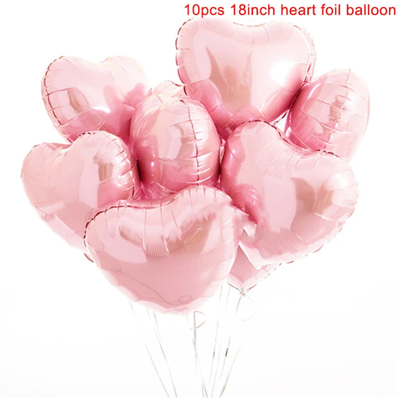 Heart Shape Foil Balloons – 18 Inch Party Decorations (10 Pack)