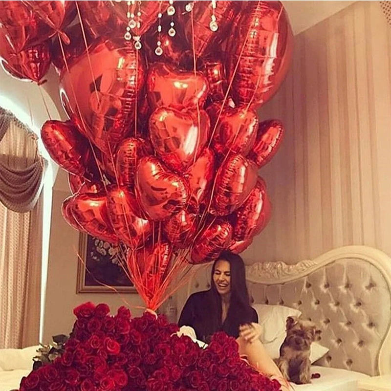 Heart Shape Foil Balloons – 18 Inch Party Decorations (10 Pack)