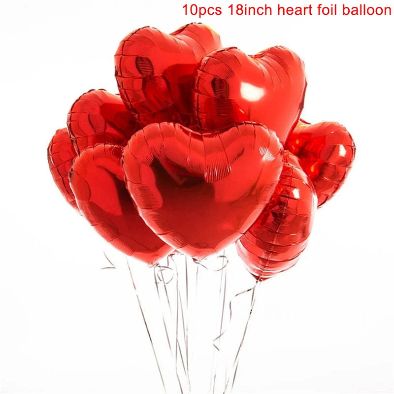 Heart Shape Foil Balloons – 18 Inch Party Decorations (10 Pack)
