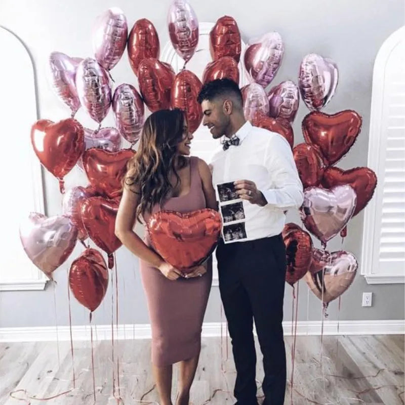 Heart Shape Foil Balloons – 18 Inch Party Decorations (10 Pack)