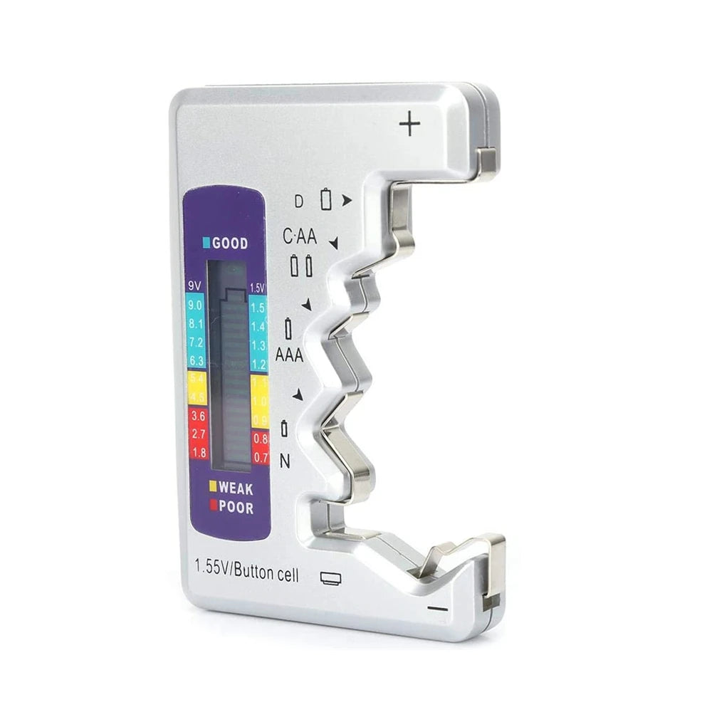 Digital Battery Tester – AA/AAA/9V/1.5V & Button Cell | LCD Display