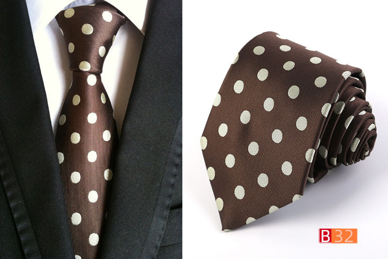Men's Jacquard Polyester Tie – Classic Stripe Business & Casual Necktie