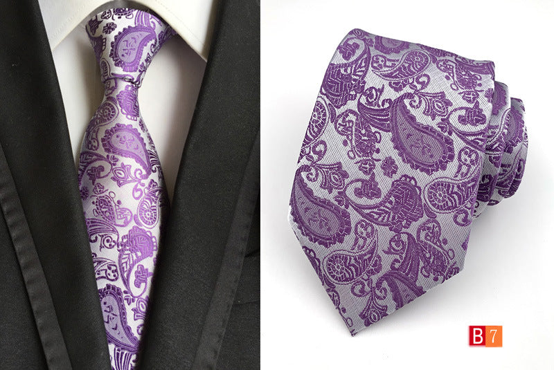 Men's Jacquard Polyester Tie – Classic Stripe Business & Casual Necktie
