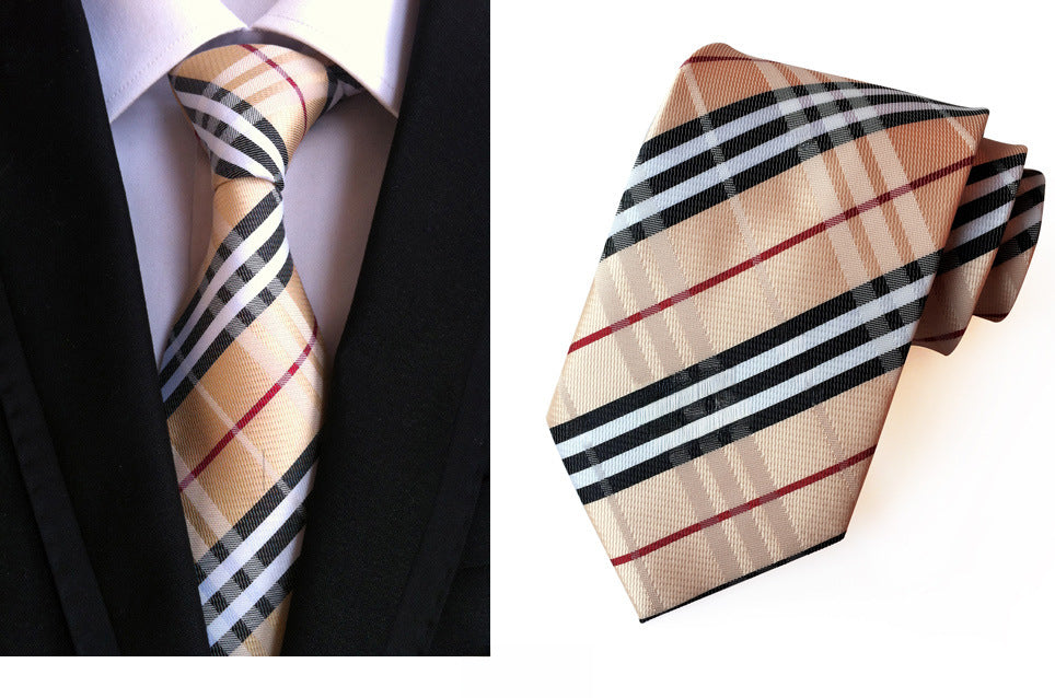 Men's Jacquard Polyester Tie – Classic Stripe Business & Casual Necktie
