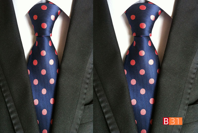 Men's Jacquard Polyester Tie – Classic Stripe Business & Casual Necktie