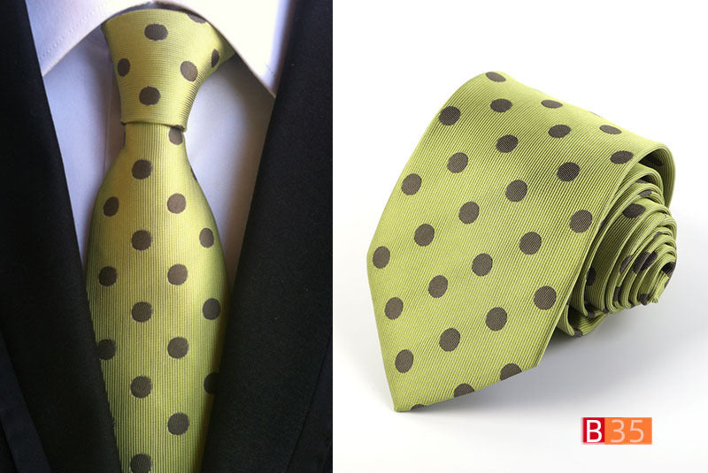 Men's Jacquard Polyester Tie – Classic Stripe Business & Casual Necktie