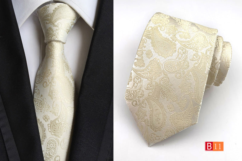 Men's Jacquard Polyester Tie – Classic Stripe Business & Casual Necktie