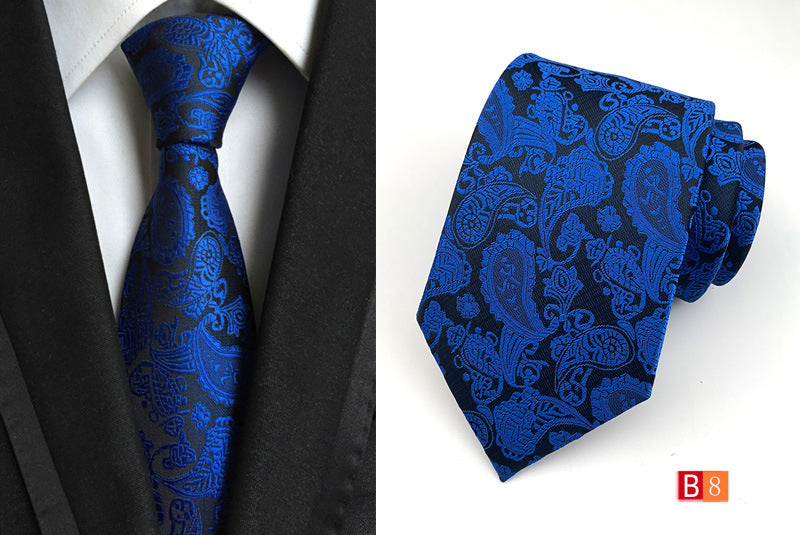 Men's Jacquard Polyester Tie – Classic Stripe Business & Casual Necktie